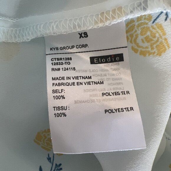 Elodie Long Sleeve Blouse Womens XS light blue green floral elastic waist/sleeve - Picture 13 of 14
